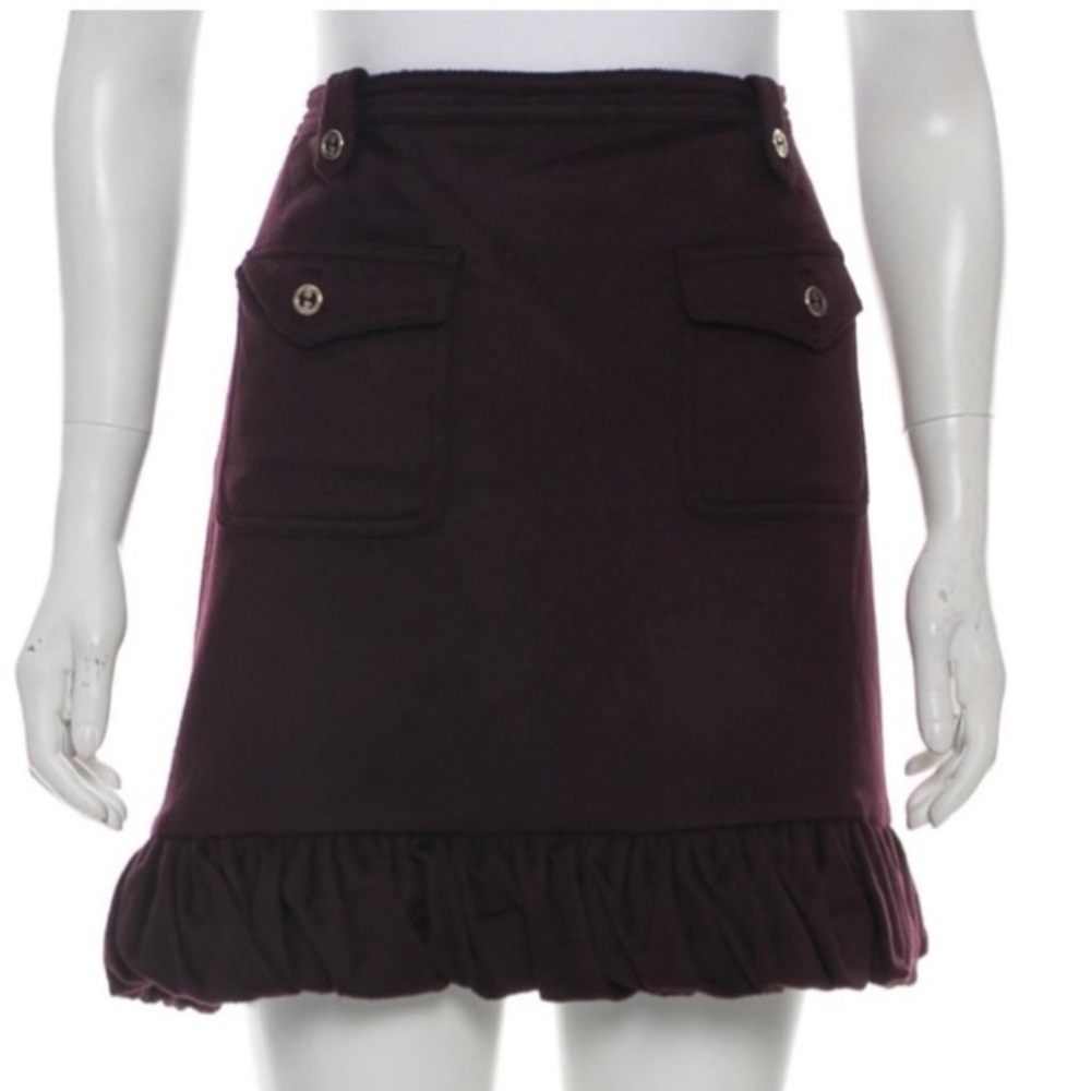 Authentic Gucci eggplant angora ruffle skirt